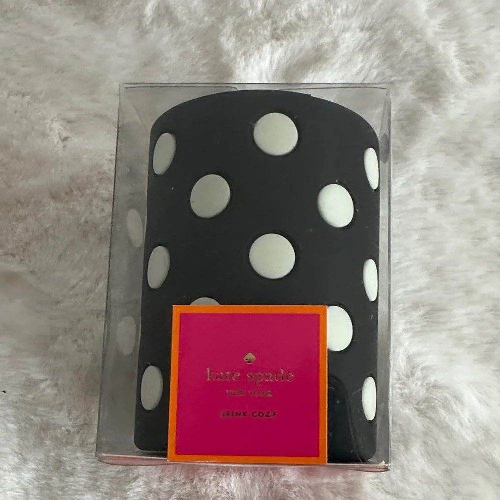 kate spade Black and White Polka Dot Drink Cozy